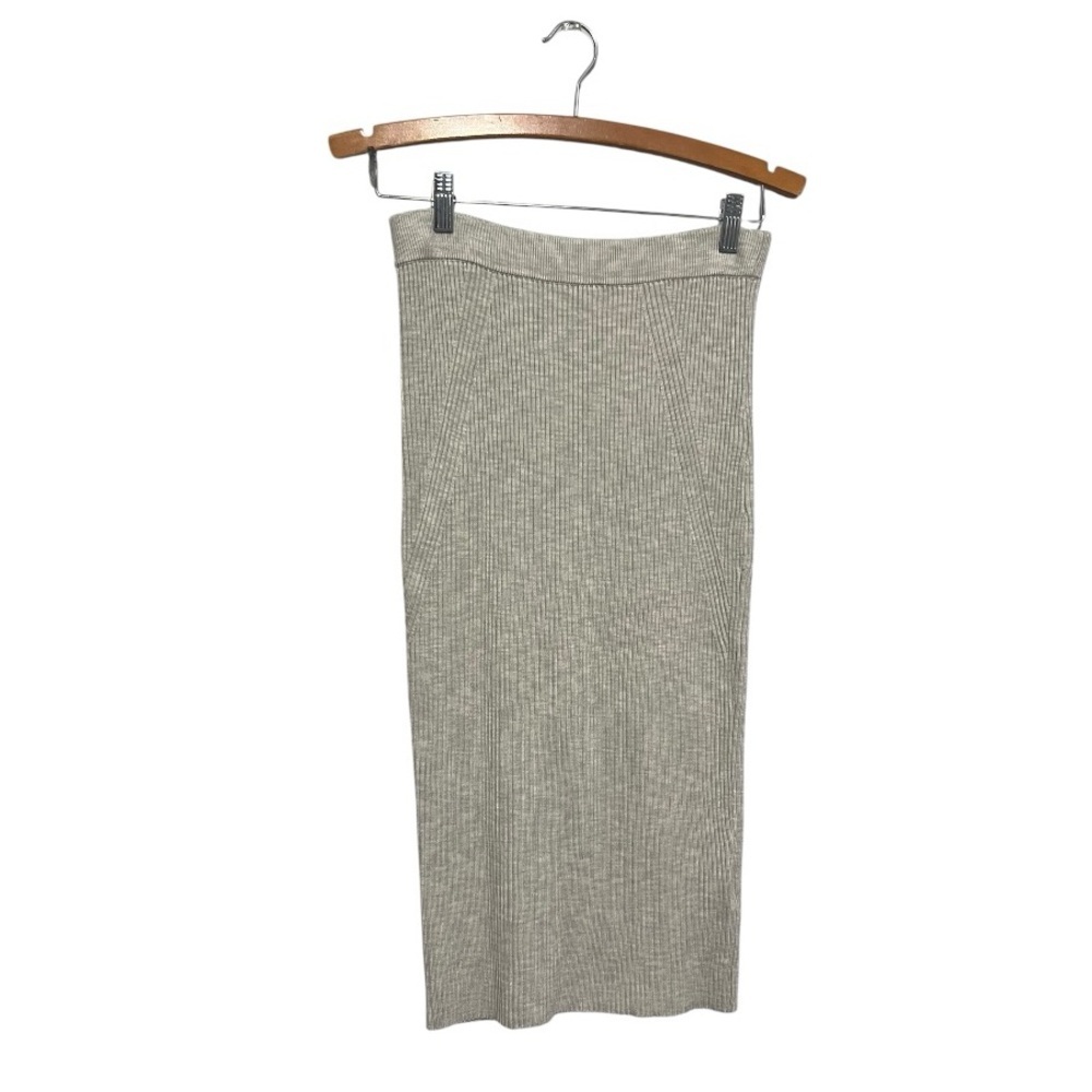 Abercrombie & Fitch Midi Skirt Size Small Ribbed Gray Pull On Elastic Waist